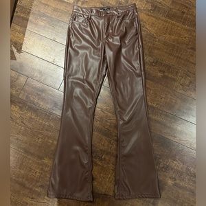 Cute brown pleather pants size M forever21